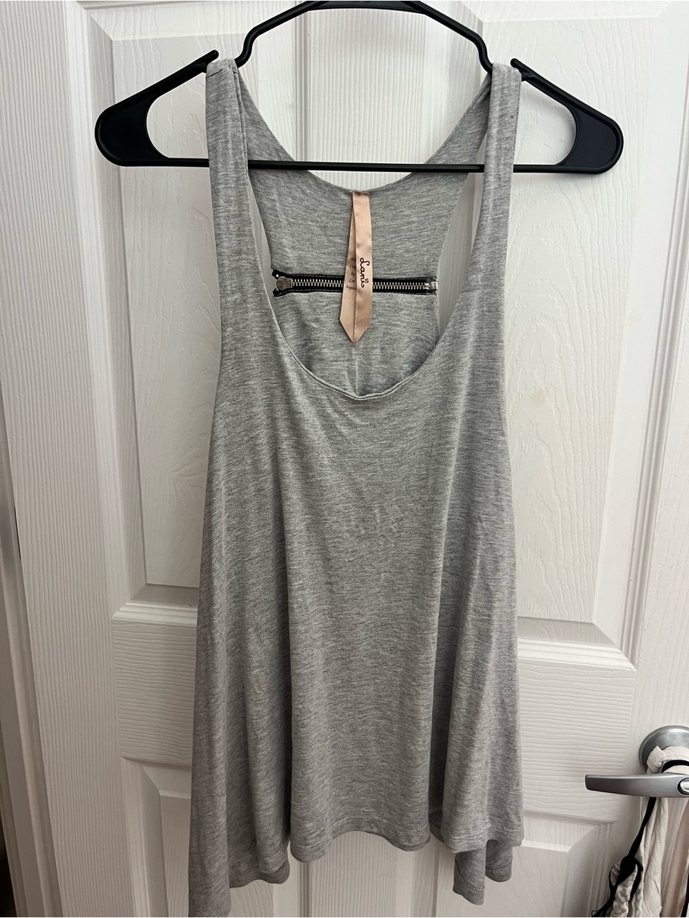 Light Gray Sleeveless Tank with Back Zip Detail